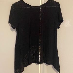 Black cheetah print see through yoga shirt